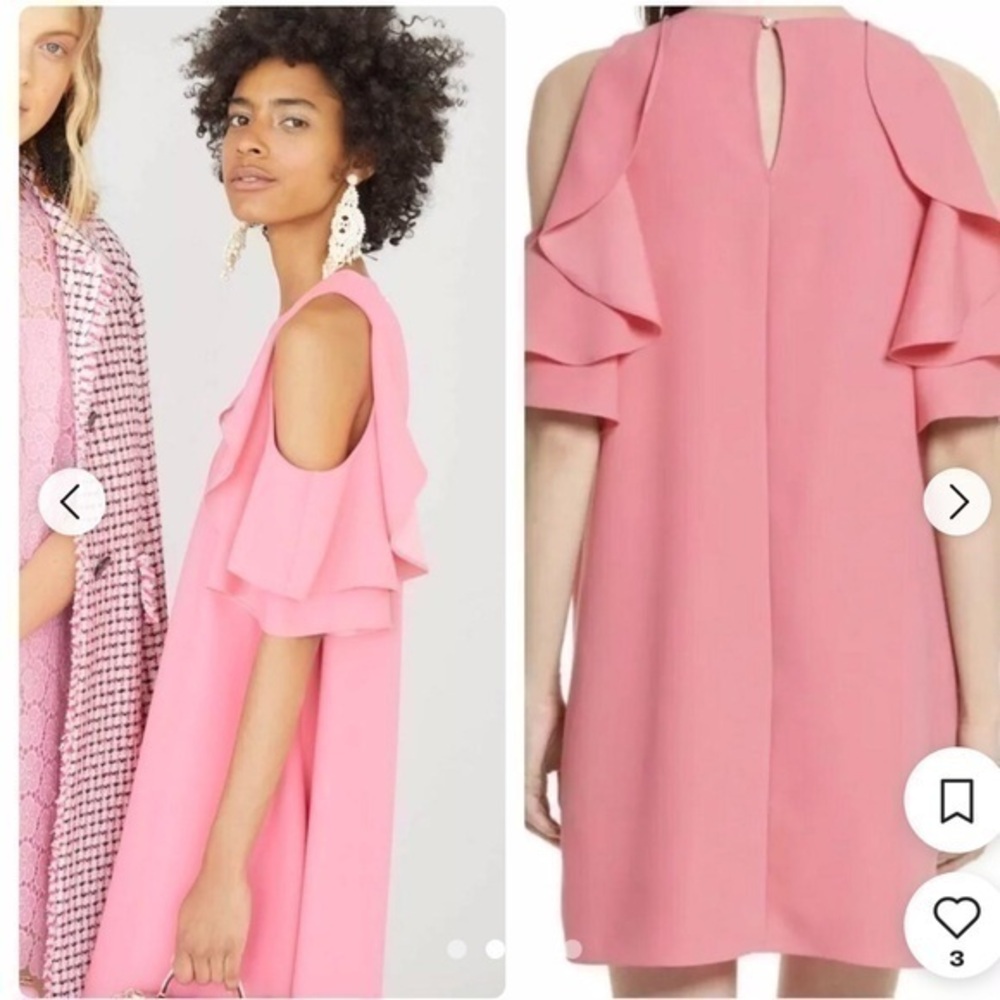 Kate Spade cold shoulder crepe Flutter Sleeve Bright Pink Shift Dress